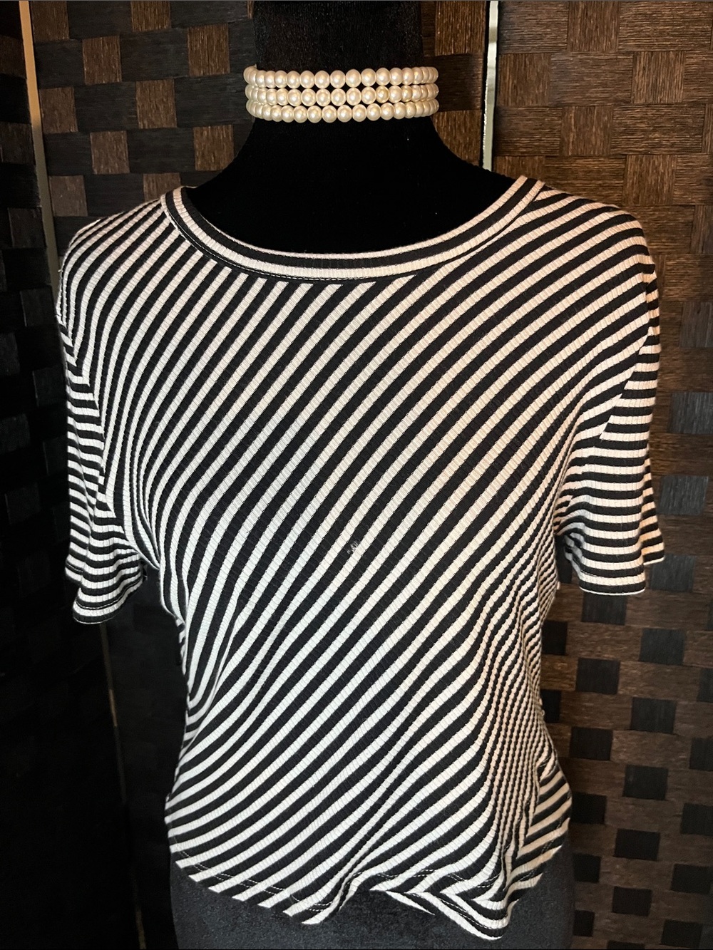 Classic Black & White Striped Short Sleeve Tee